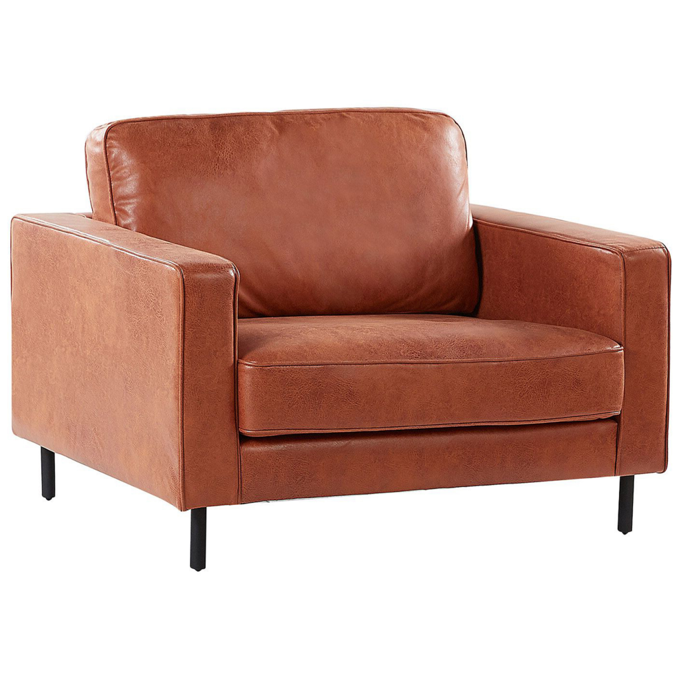 Beliani Armchair Savalen Faux Leather Golden Brown