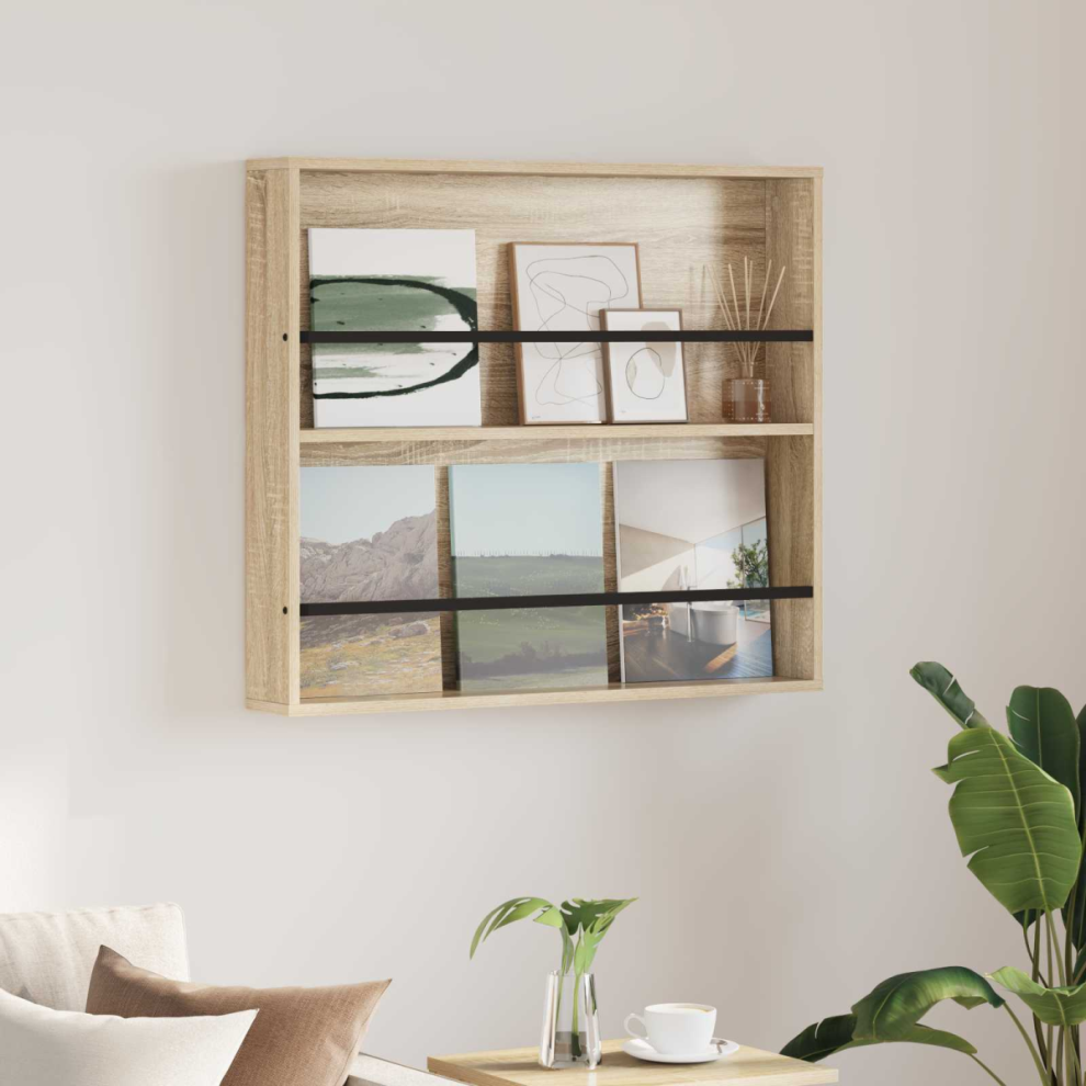 Vidaxl Magazine Rack Sonoma Oak 80 X 12 X 70 Cm Engineered Wood