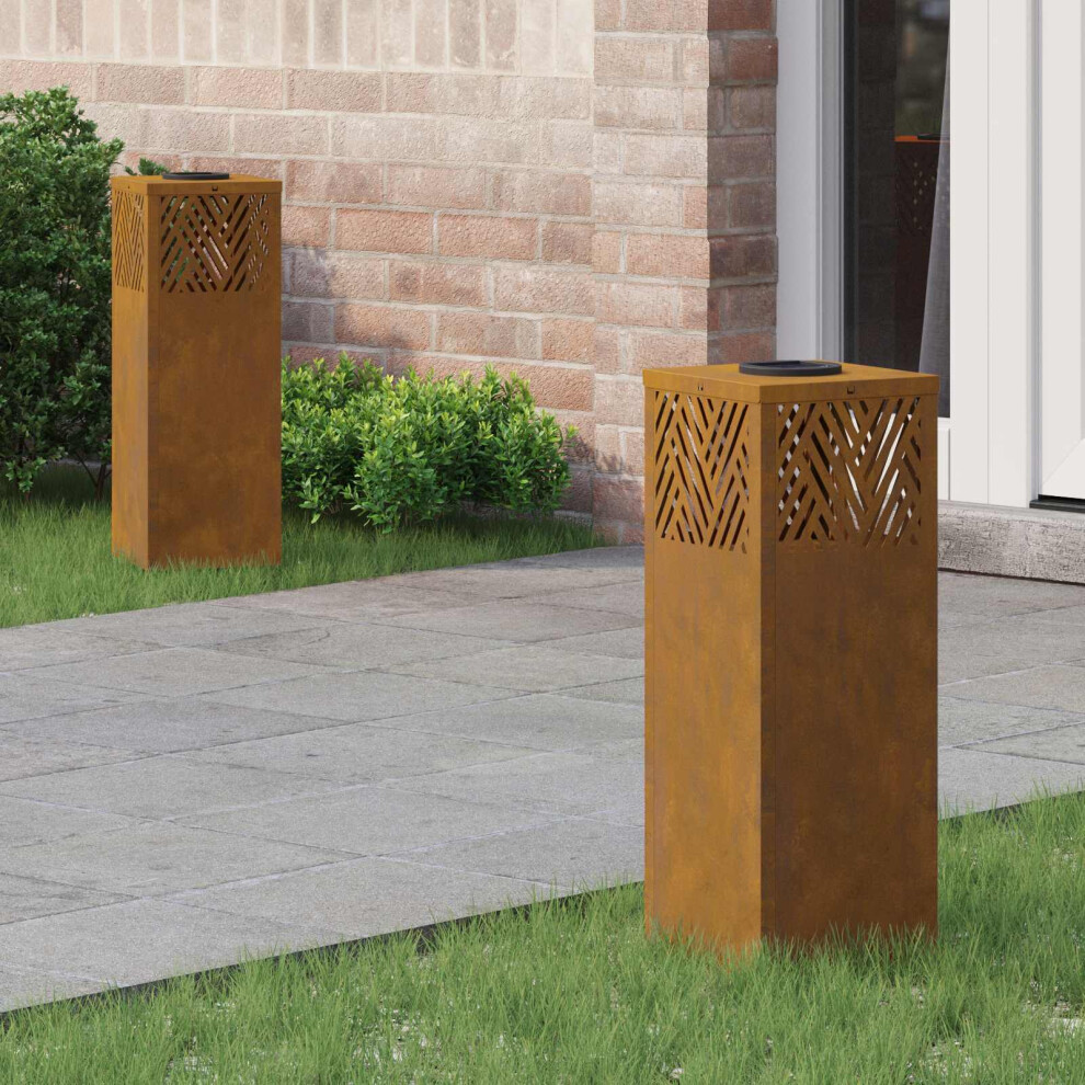 Vidaxl Solar Led Pathway 2 Pcs Weathering Steel Light/Bronze