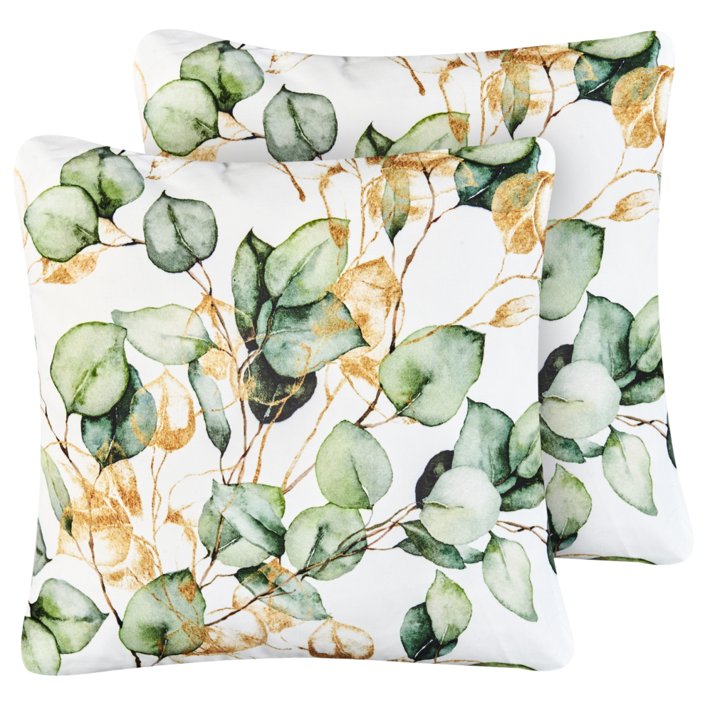 Beliani Set Of 2 Outdoor Cushions Glade Plant Pattern 45 X 45 Cm Multicolour