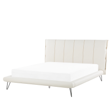 Bed Faux Leather BETIN 160 x 200 cm (EU King Size) Light Beige