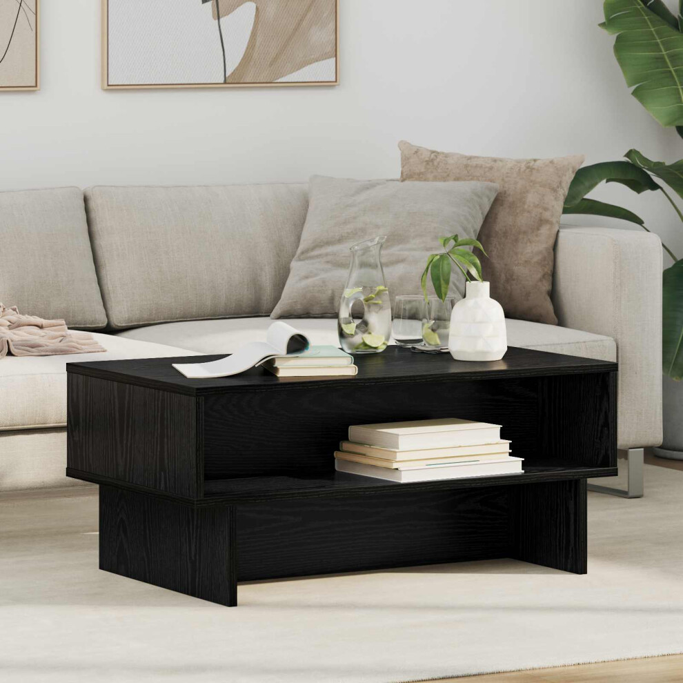 Vidaxl Coffee Table Black Oak 80 X 46 X 35 Cm Engineered Wood Black,Brown