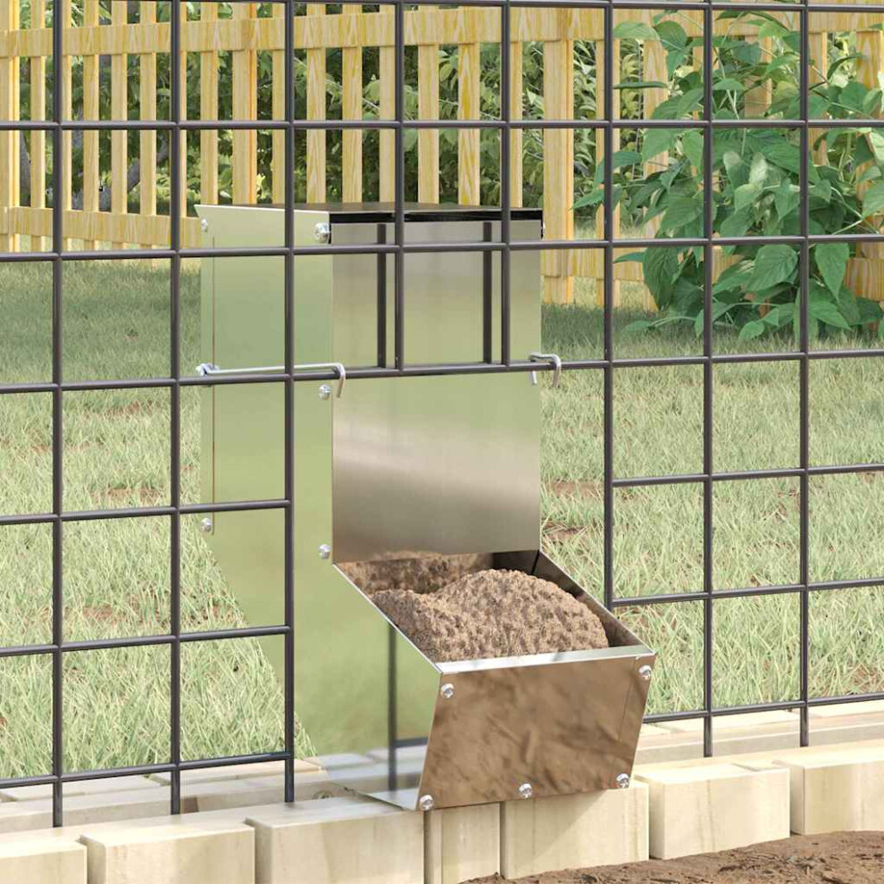 Vidaxl Rabbit Feeder Silver 12.5 X 26 X 28.5 Cm Galvanised Steel