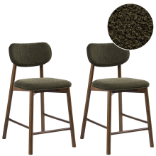 Set of 2 Bar Chairs MILLS Boucle Brown/ Green