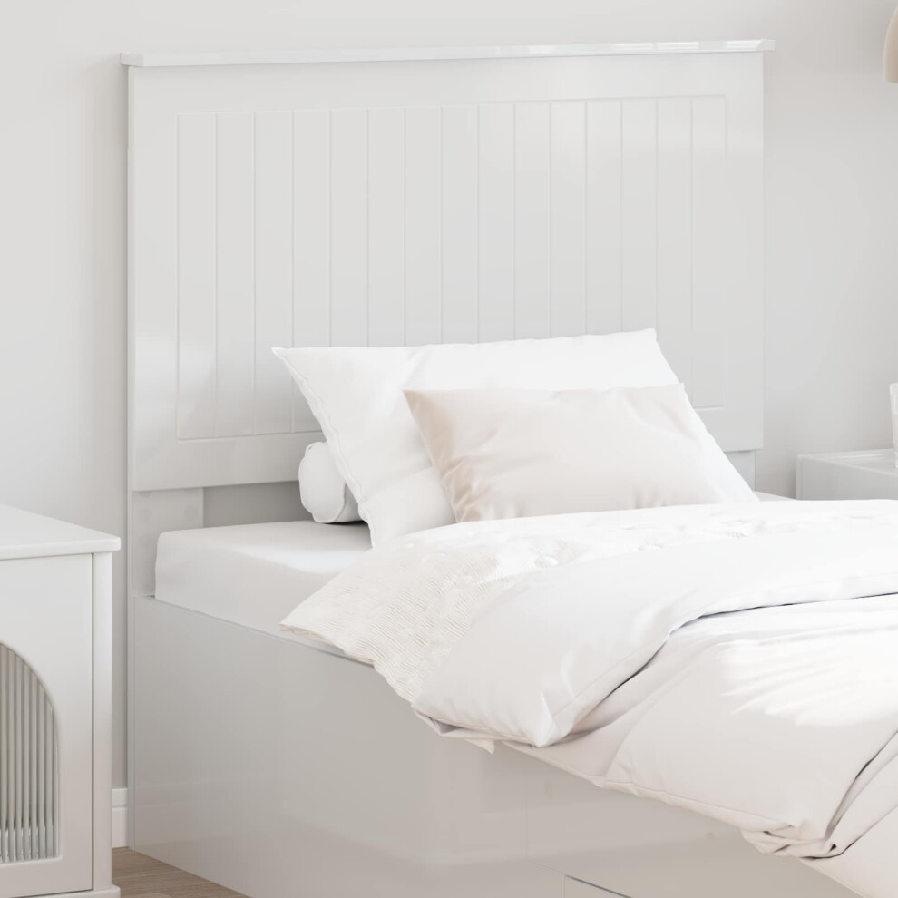 Vidaxl Headboard With Headboard Gloss 90 Cm Engineered Wood White
