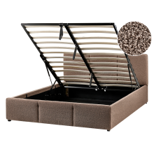 Ottoman Bed BOUSSE Boucle Taupe 140 x 200 cm (EU Double)