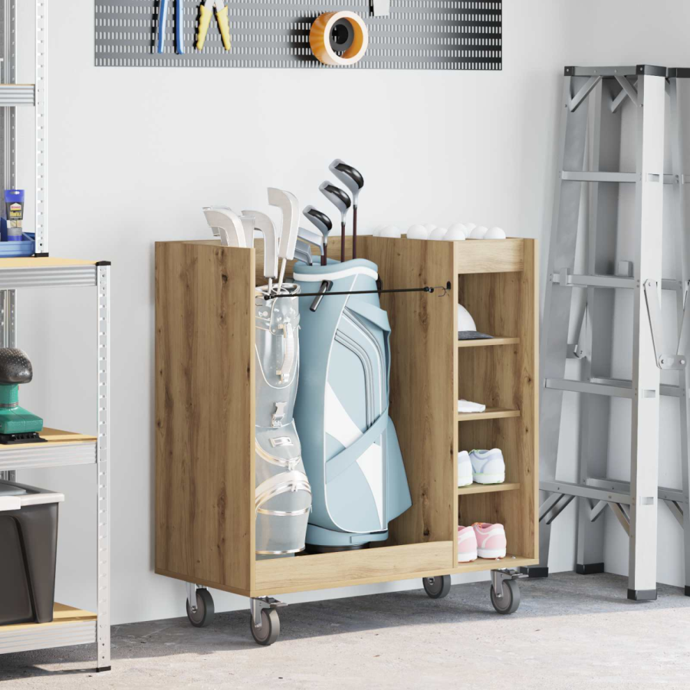 Vidaxl Golf Cabinet With Wheel Plain Artisan Oak 90 X 45 X 98 Cm