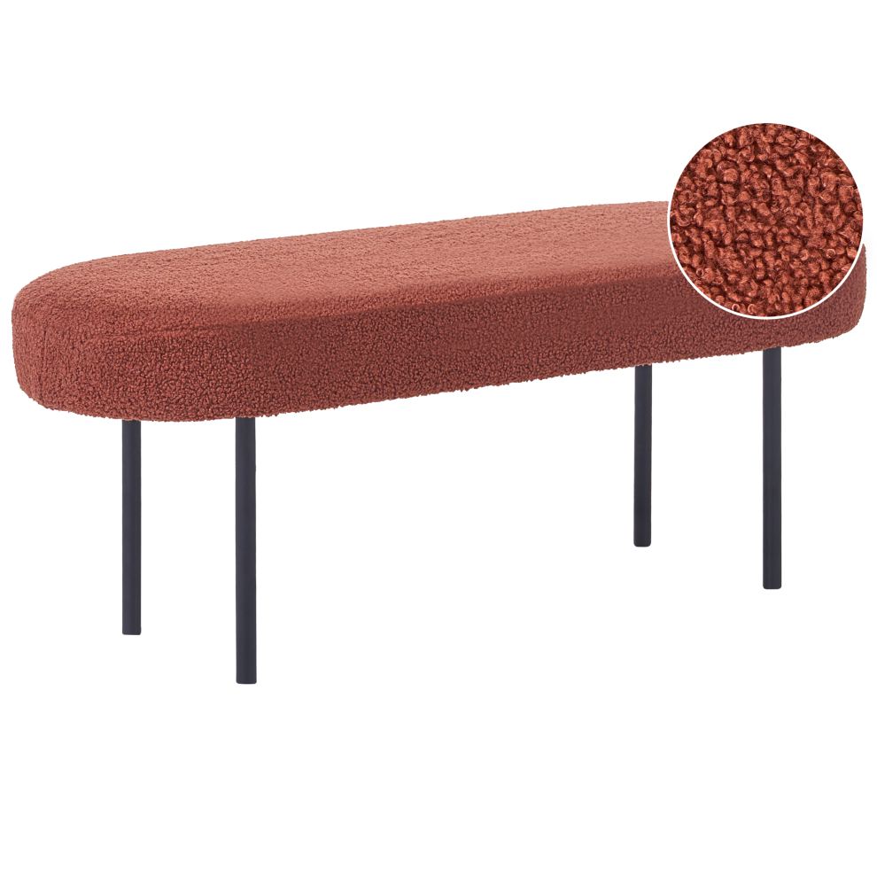 Beliani Upholstered Bench Wolfeboro Boucle Golden Brown