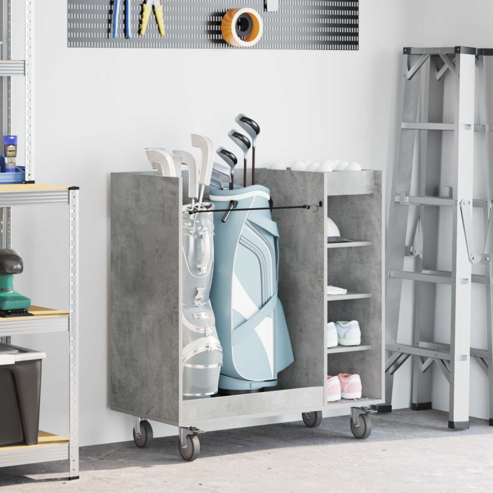 Vidaxl Golf Cabinet With Wheel Plain Concrete 90 X 45 X 98 Cm Grey