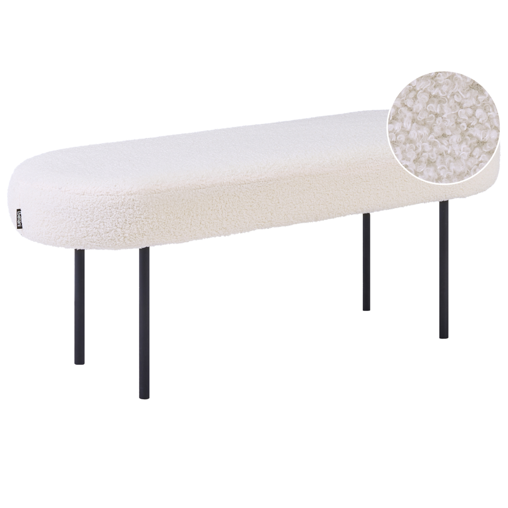 Beliani Upholstered Bench Wolfeboro Boucle Off- White