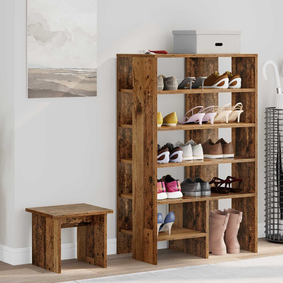 Vidaxl Shoe Cabinet With Shelf 2 Pcs Old Wood Engineered Wood