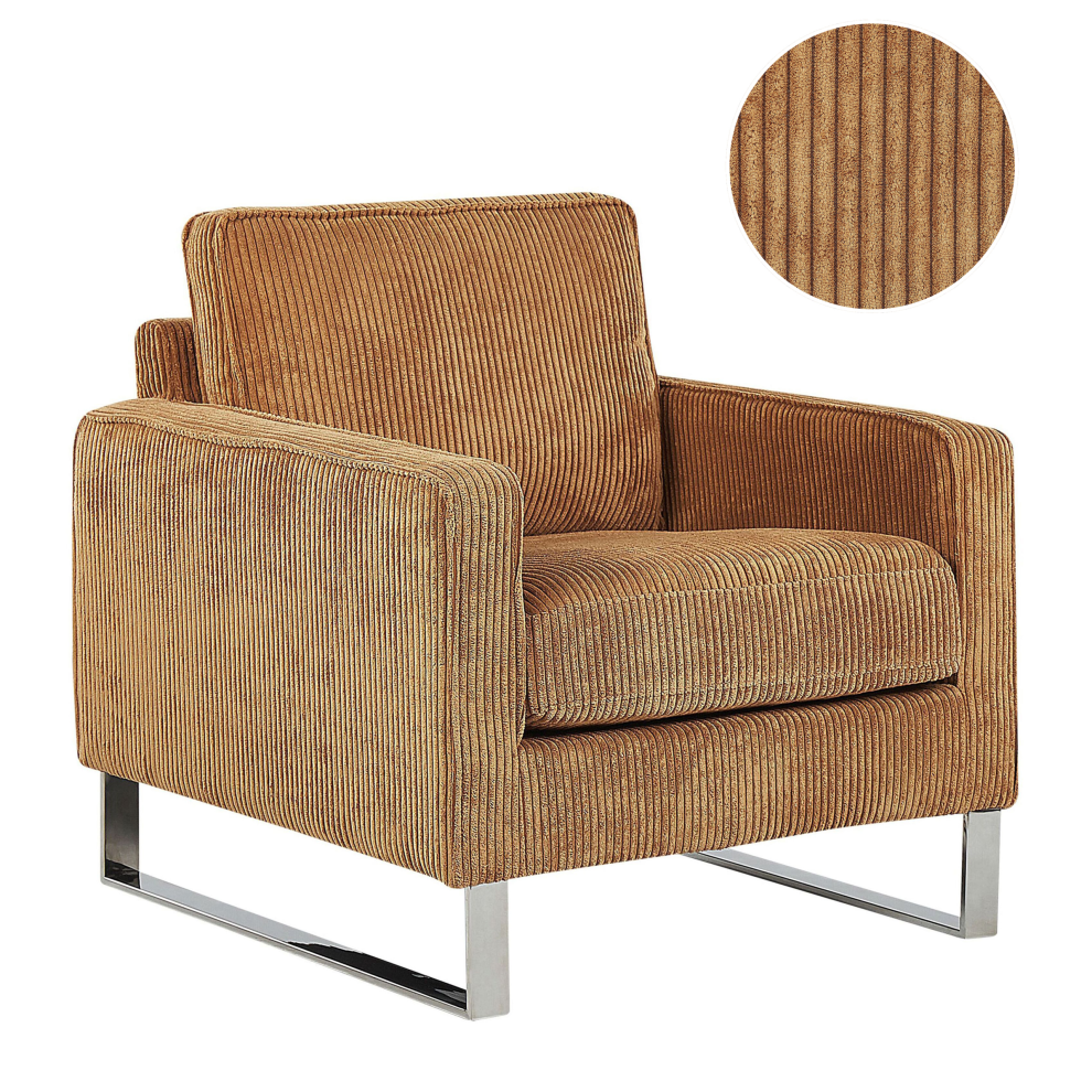 Beliani Armchair Vind Corduroy Light Brown