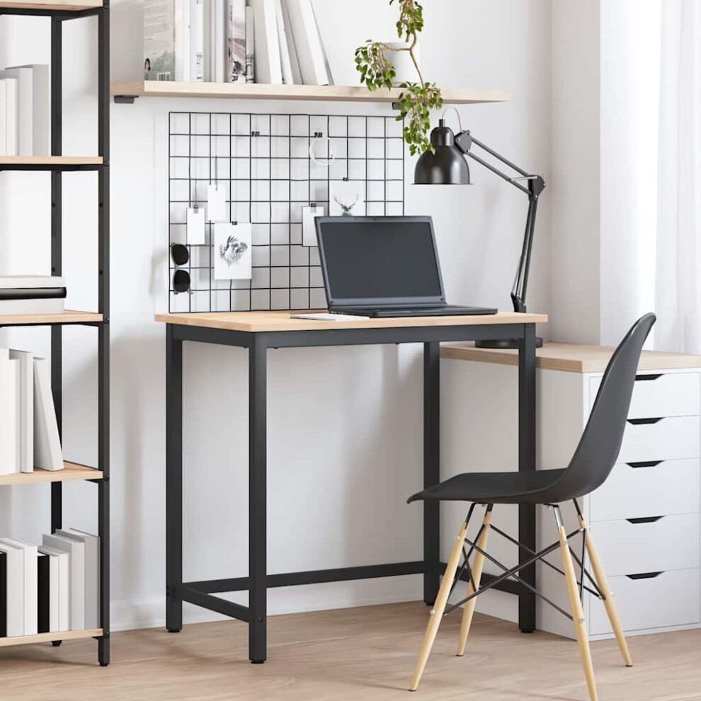 Vidaxl Table Natural 80 X 50 X 77 Cm Engineered Wood And Steel