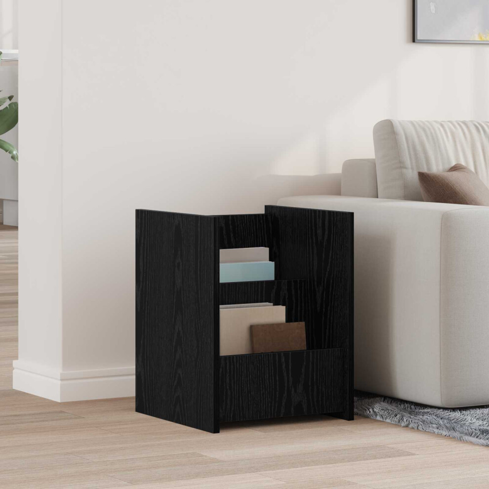 Vidaxl Magazine Rack Black Oak 35 X 35 X 45 Cm Engineered Wood
