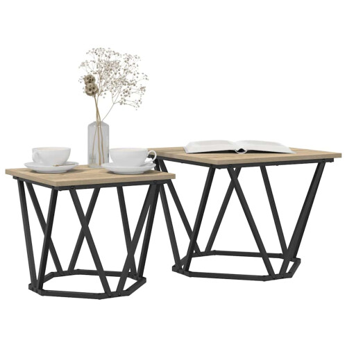 VidaXL vidaXL Side Table Set 2 pcs Sonoma Oak Engineered Wood and Steel 2