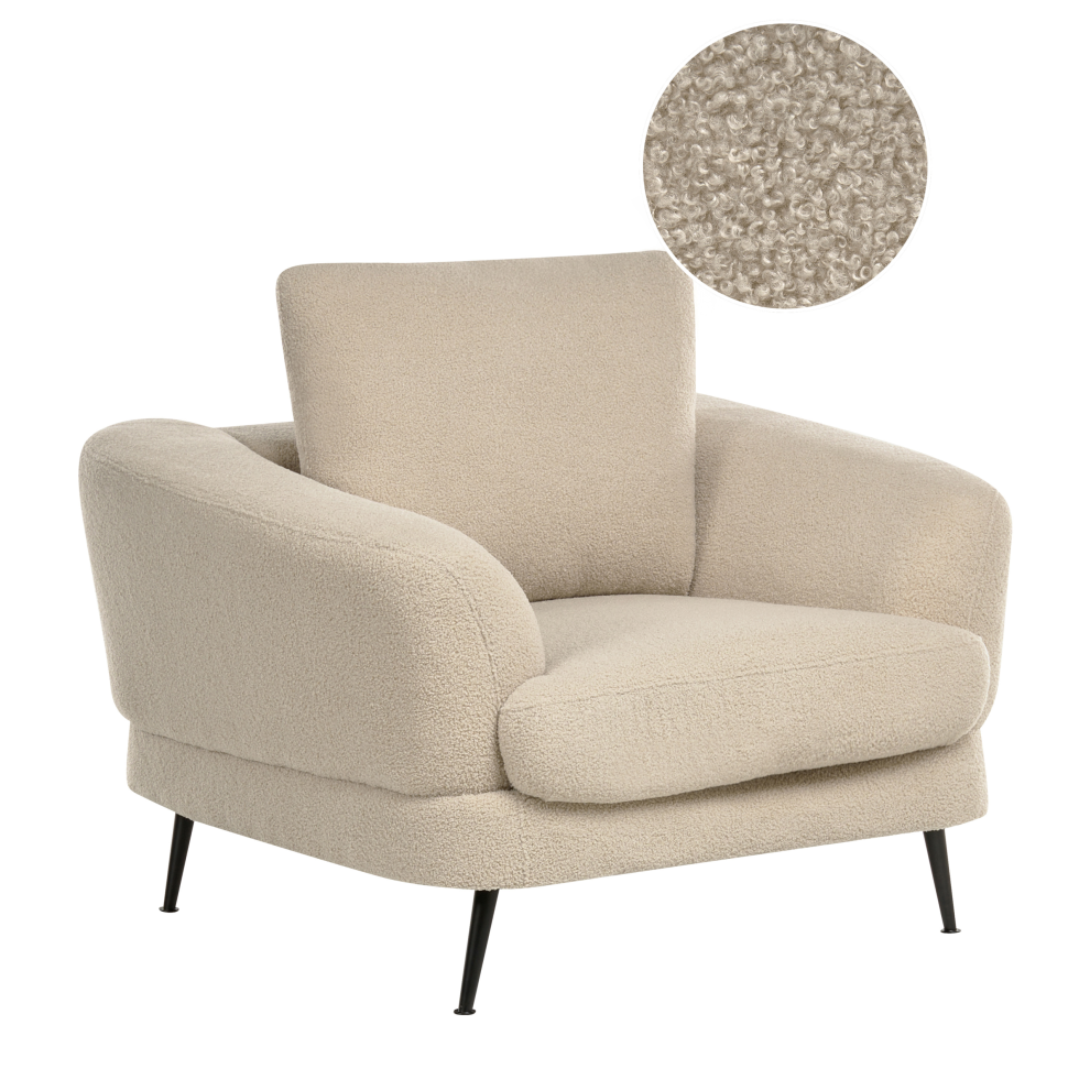Beliani Armchair Kjaer Boucle Light Beige Cream