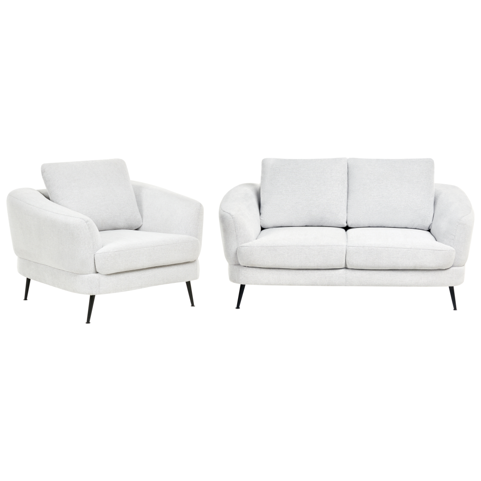 Beliani Living Room Set 3 Seater Kjaer Fabric Off- White