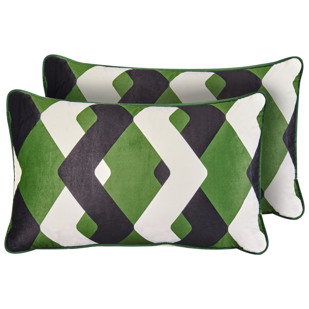 Beliani Set Of 2 Outdoor Cushions Sway Geometric Pattern 30 X 50 Cm Multicolour