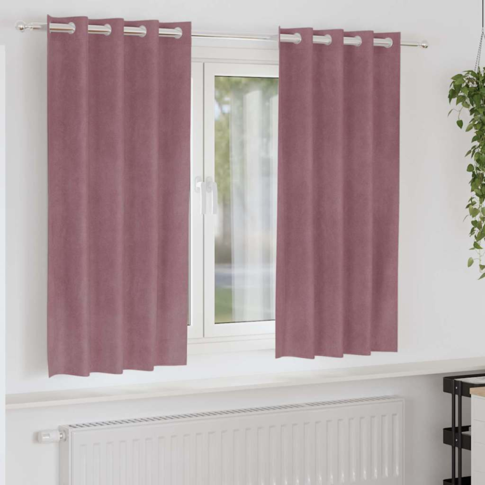Vidaxl Blackout Curtains 2 Pcs Dark Pink 140 X 175 Cm Velvet - Image 3