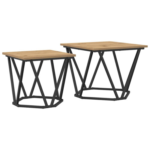 VidaXL vidaXL Side Table Set 2 pcs Artisan Oak Engineered Wood and Steel 1