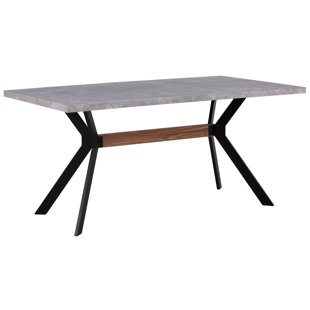 Beliani Dining Table Benson Concrete Effect 160 Cm 90 Cm Grey