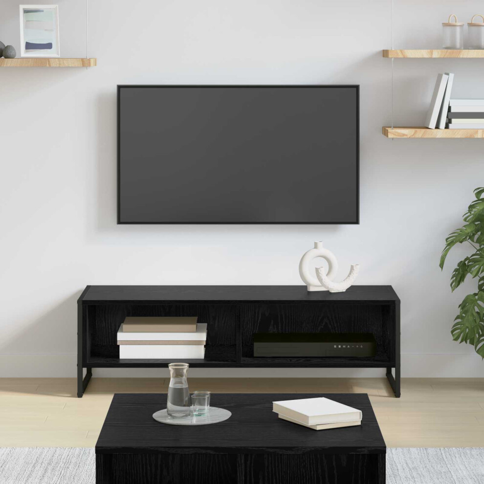 Vidaxl Tv Cabinet Oak 100 X 36.5 X 30.5 Cm Engineered Wood Black