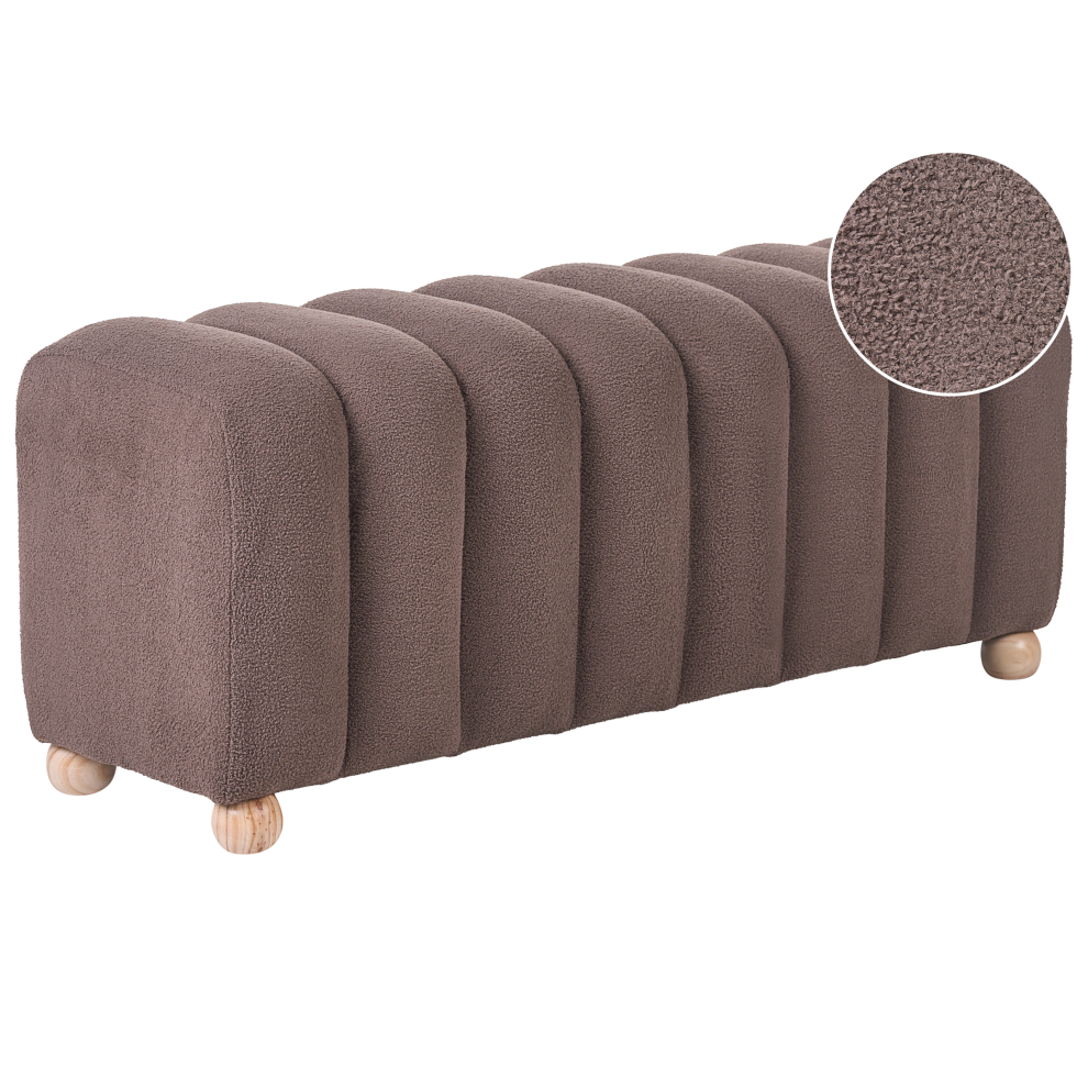Beliani Upholstered Bench Idyllwild Boucle Brown
