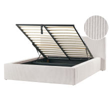 Ottoman Bed Corduroy LILLEBONNE 140 x 200 cm (EU Double) Light Beige
