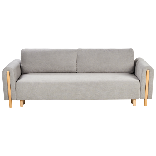 Beliani Sofa Bed 3 Seater KVAM Fabric Grey with Storage