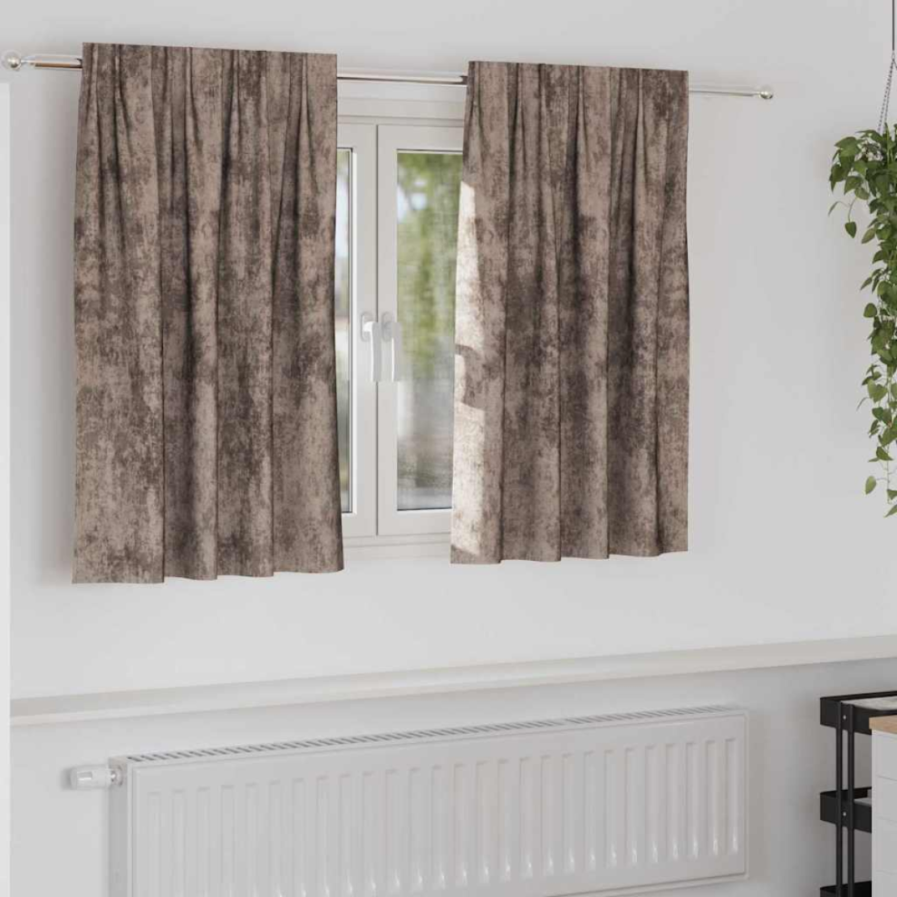 Vidaxl Velvet Curtains 2 Pcs Cappuccino 140 X 140 Cm Velvet - Brown, Brown - Image 2