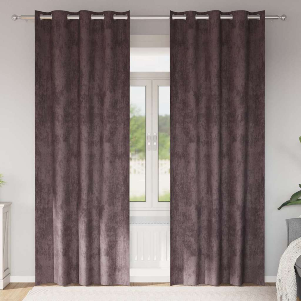 Vidaxl Velvet Curtains 2 Pcs Brown 225 X 140 Cm Velvet, Brown - Image 2