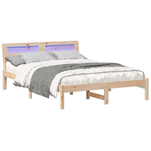 VidaXL vidaXL Bed Frame with Headboard Brown 120 x 190 cm Solid Pine Wood 2