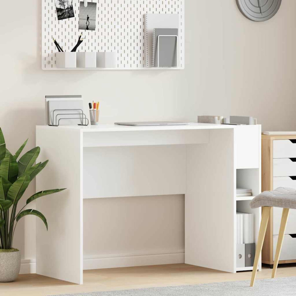 Vidaxl Desk White 109 X 50 X 78 Cm Engineered Wood