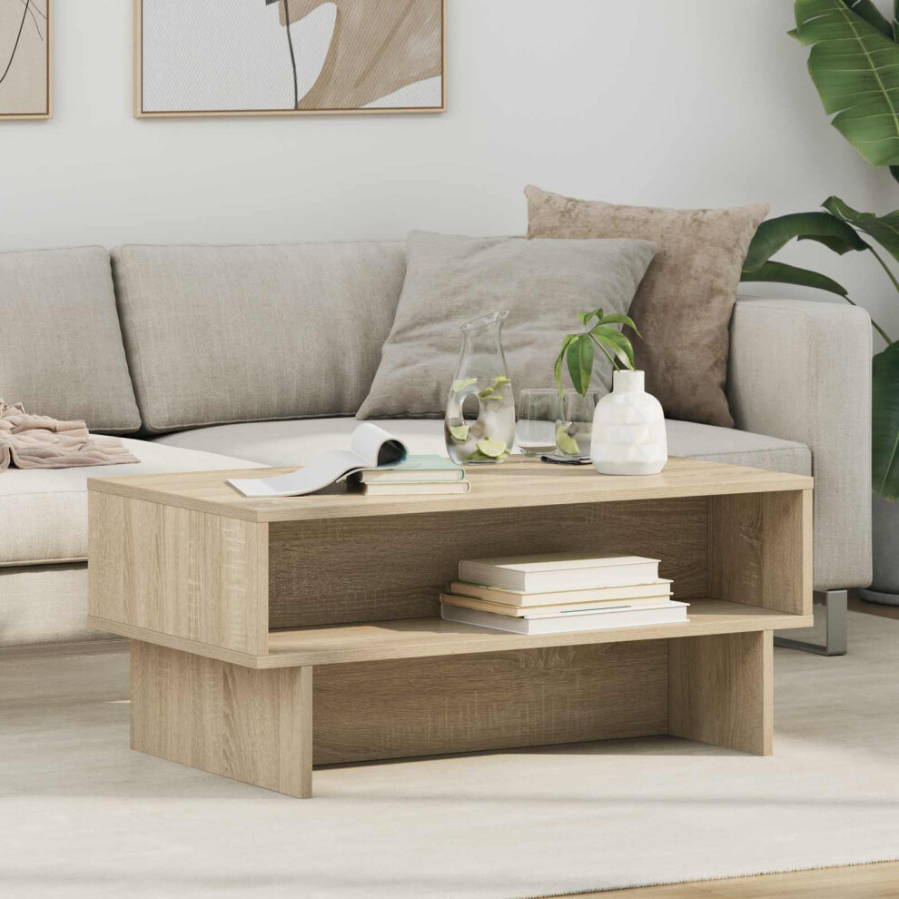 Vidaxl Coffee Table Sonoma Oak 80 X 46 X 35 Cm Engineered Wood Brown