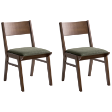 Set of 2 Dining Chairs ENOLA Wood Dark Green/ Brown