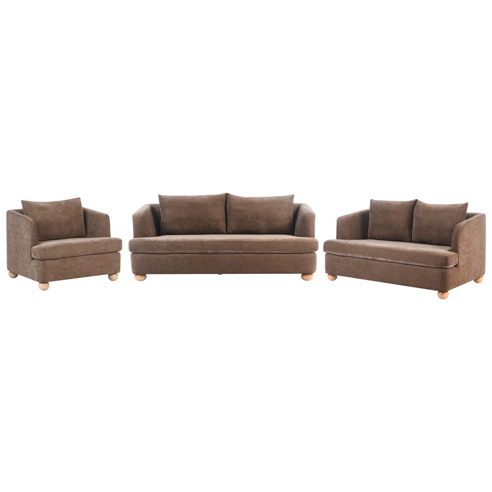 Beliani Living Room Set 6 Seater Rattvik Chenille Brown