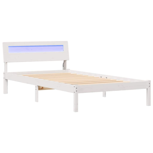 VidaXL vidaXL Bed Frame with Headboard White 90 x 190 cm Solid Pine Wood 1