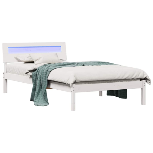 VidaXL vidaXL Bed Frame with Headboard White 90 x 190 cm Solid Pine Wood 2