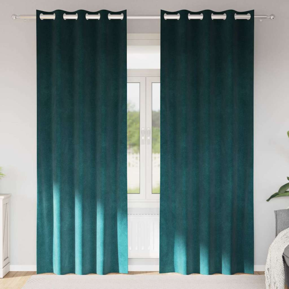 Vidaxl Blackout Curtains 2 Pcs Dark Green 140 X 260 Cm Velvet, Green - Image 2