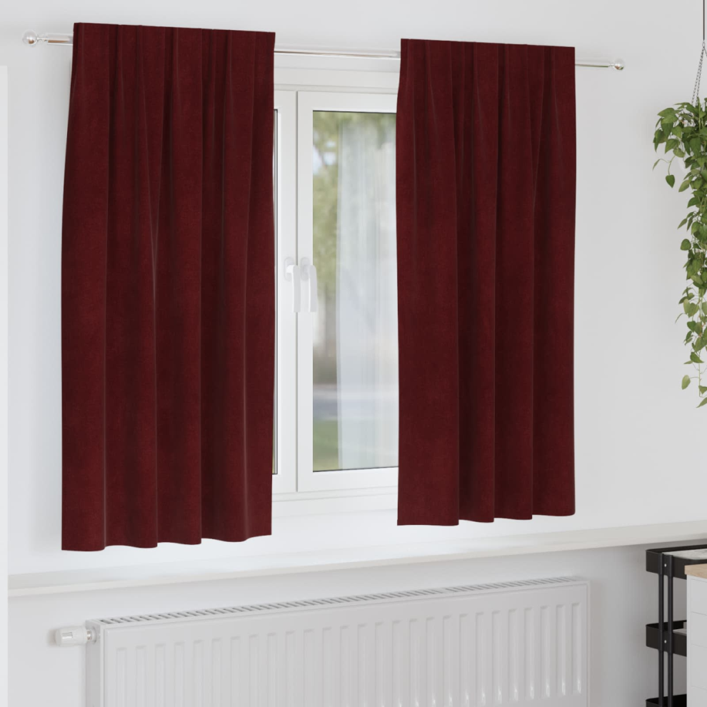 vidaXL - Blackout Curtains - Velvet - 140 x 175 cm - Red - Image 2