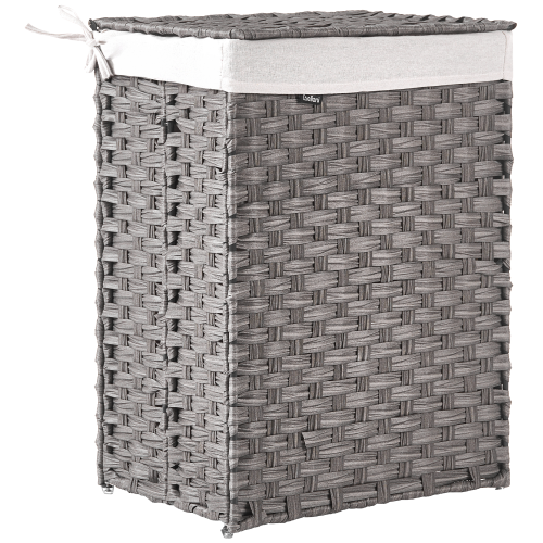 Beliani Laundry Basket with Lid MUCUBAJI Fabric Grey 83 L