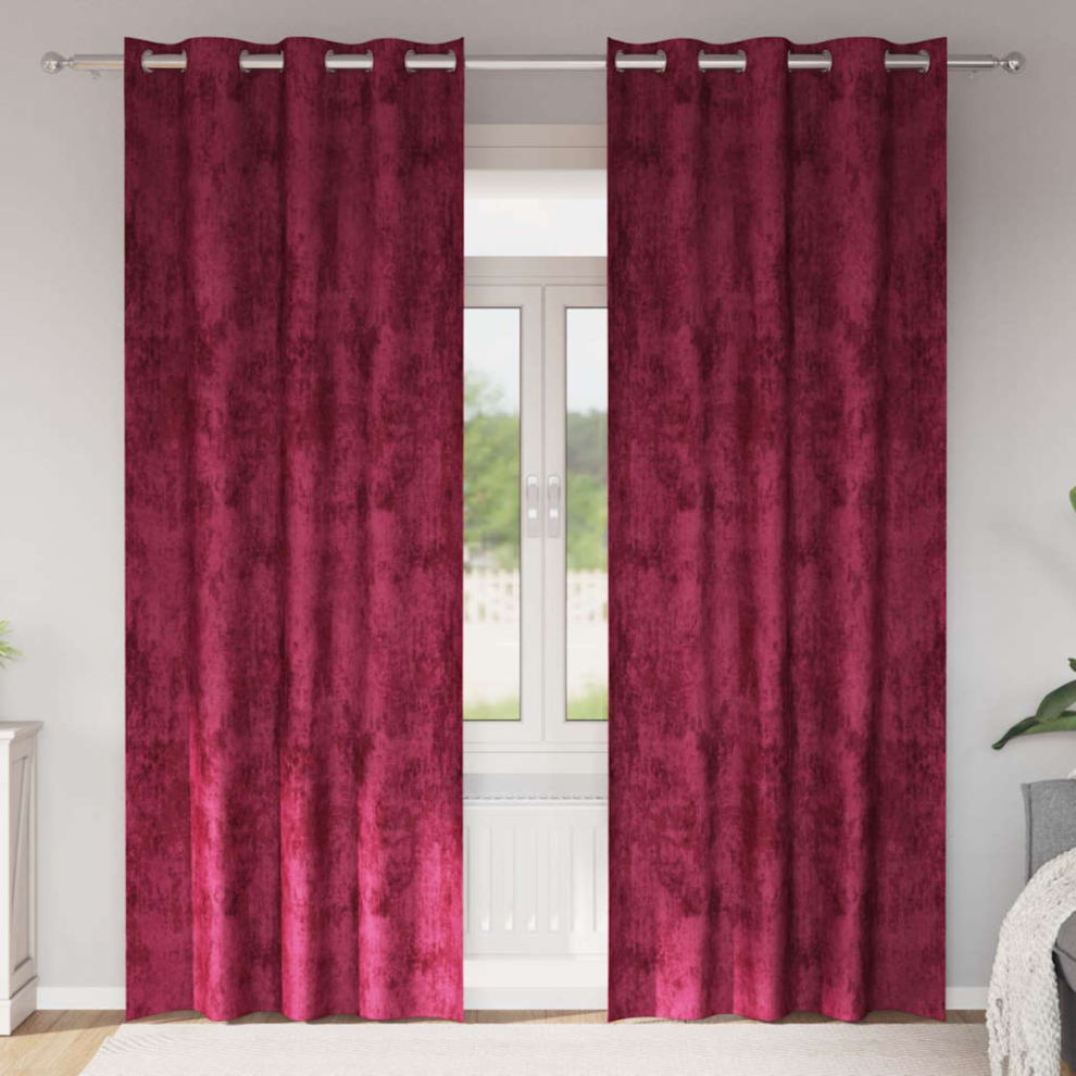 Vidaxl Velvet Curtains 2 Pcs Wine Red 225 X 140 Cm Velvet