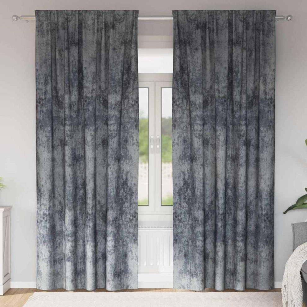 Vidaxl Velvet Curtains 2 Pcs Silver Grey 225 X 140 Cm Velvet, Grey - Image 2