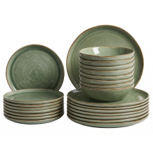 Set of 24 Dinnerware HOPS Stoneware Green