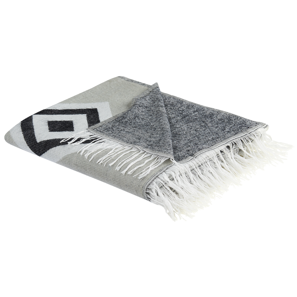 Beliani Blanket Kattike Fabric 130 X 170 Cm Grey