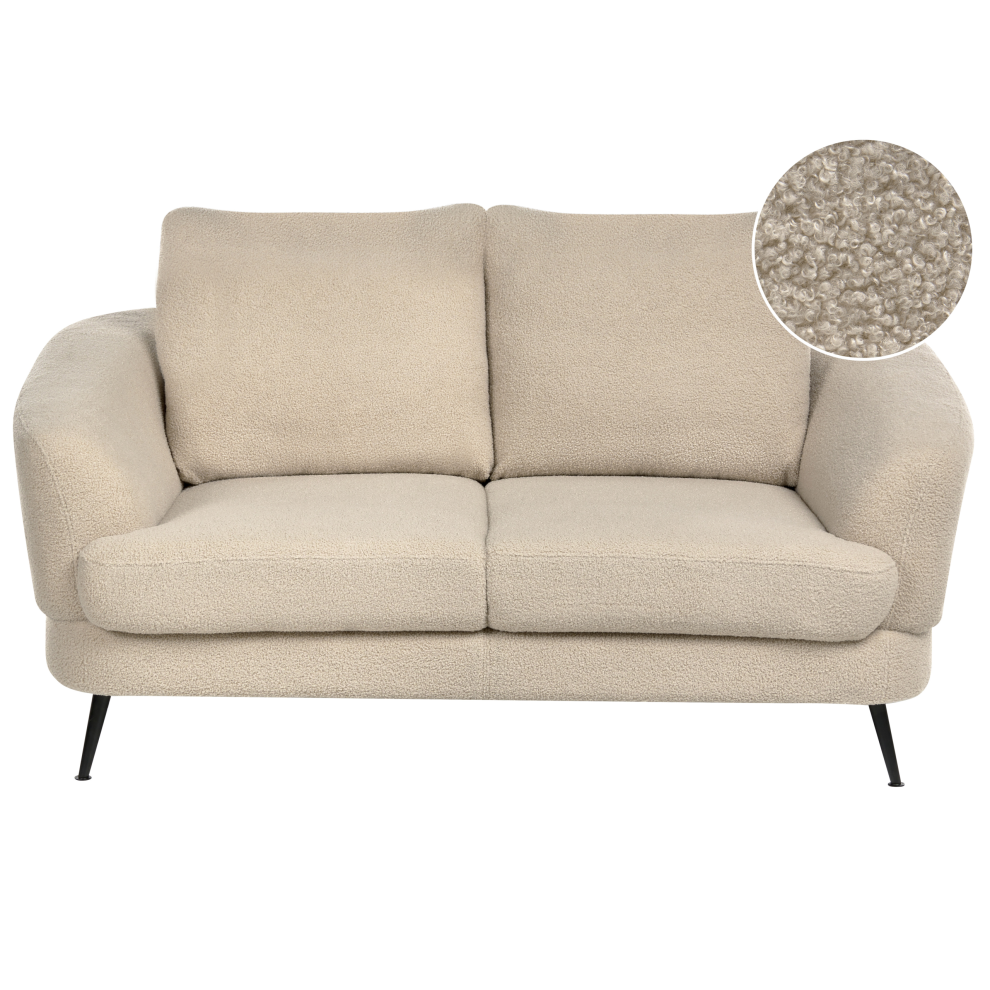 Beliani Sofa 2 Seater Kjaer Boucle Light Beige Cream