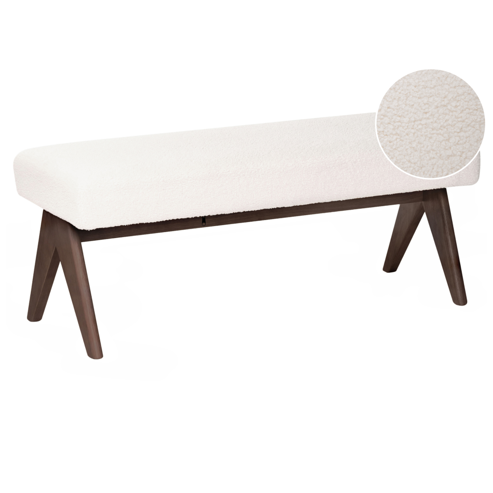 Beliani Upholstered Bench Tamre Boucle Off-White/ Dark Brown