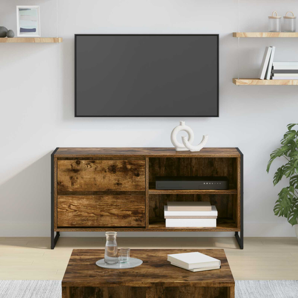 Vidaxl Tv Cabinet Smoke Oak 100 X 36 X 49.5 Cm Engineered Wood