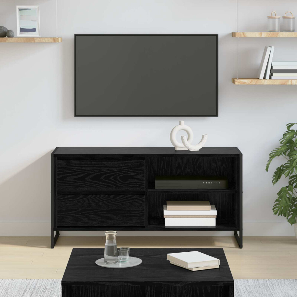 Vidaxl Tv Cabinet Oak 100 X 36 X 49.5 Cm Engineered Wood Black