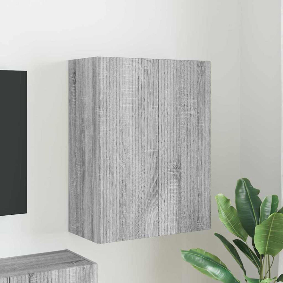 Vidaxl Tv Wall Cabinet Grey Sonoma 59.5 X 31 X 80 Cm Engineered Wood